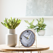 Gray Agate Desk Clock – Handcrafted Artisan Timepiece (Choose Slice)