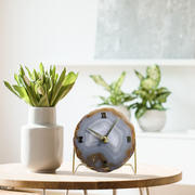 Gray Agate Desk Clock – Handcrafted Artisan Timepiece (Choose Slice)