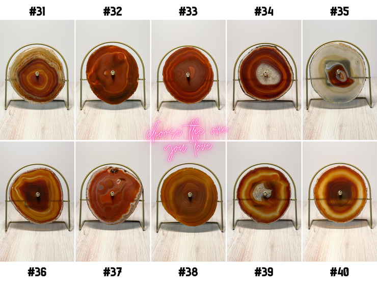 Amber Artisan Agate Clock (Choose Slice)