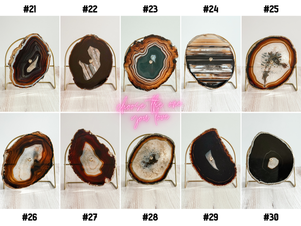 Brown/Black Artisan Agate Clock (Choose Slice)