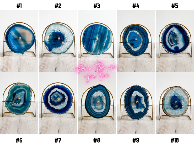 Blue Artisan Agate Clock (Choose Slice)