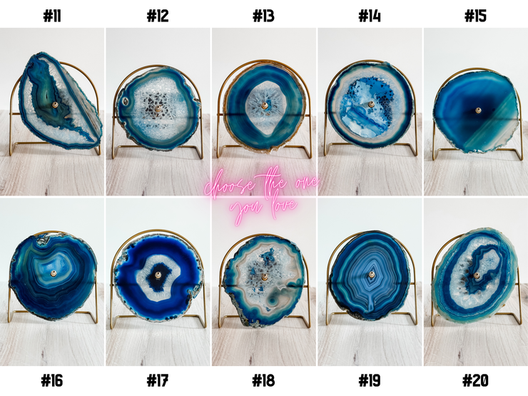 Blue Artisan Agate Clock (Choose Slice)