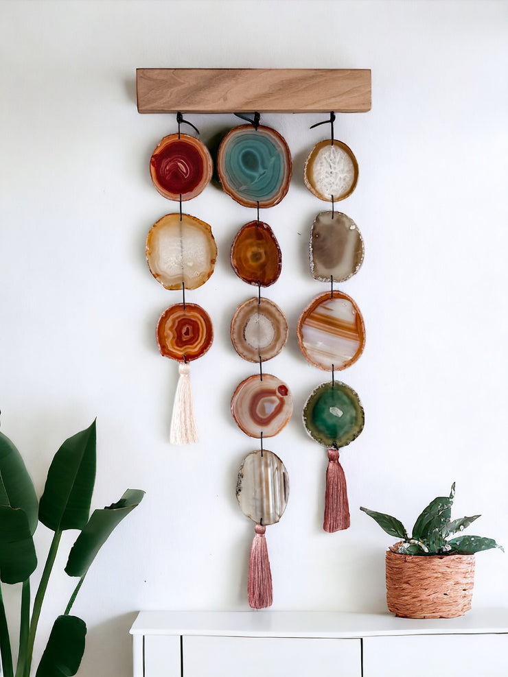 Ginger Uma Agate Wall Hanging (12 Inch) – Handcrafted Boho Wall Décor