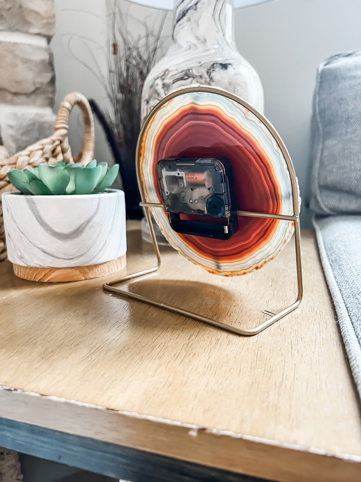 Amber Artisan Agate Clock (Choose Slice)