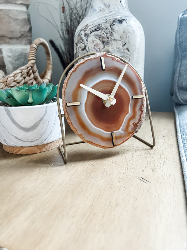 Amber Artisan Agate Clock (Choose Slice)