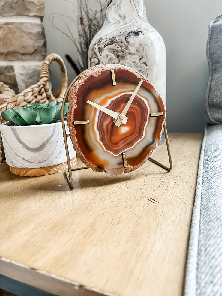 Amber Artisan Agate Clock (Choose Slice)