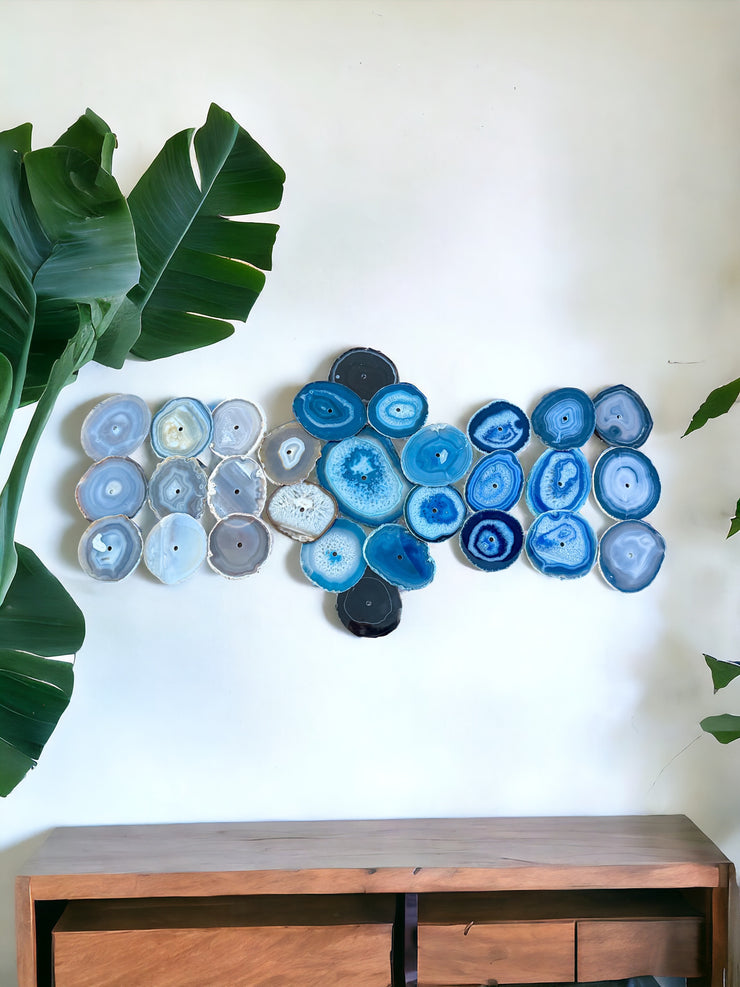 29-Piece Gray Blue Agate Dimensional Wall Art