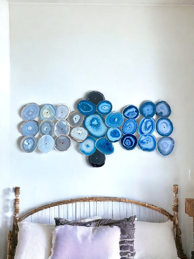 29-Piece Gray Blue Agate Dimensional Wall Art