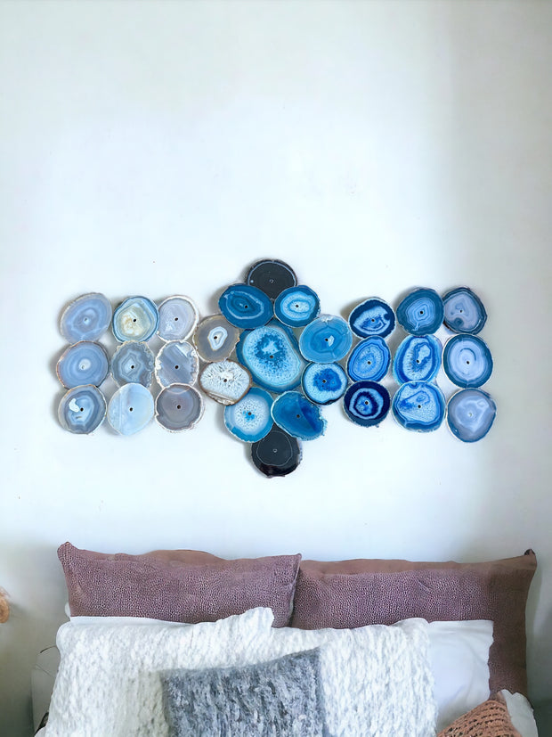 29-Piece Gray Blue Agate Dimensional Wall Art