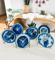 Blue Artisan Agate Clock (Choose Slice)