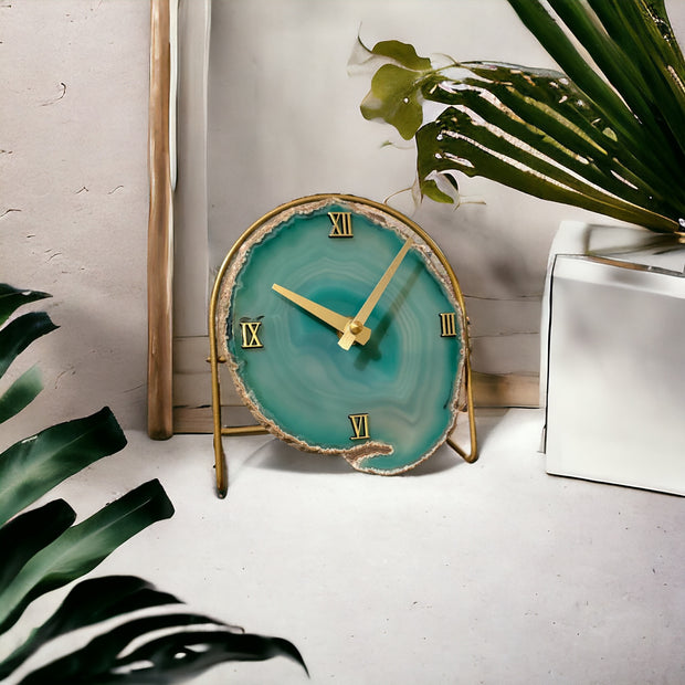 Green Artisan Agate Clock (Choose Slice)