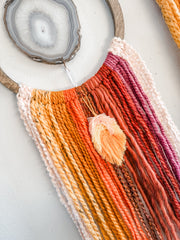 Sunset Ombre Agate Dreamer – Handcrafted Boho Wall Hanging (Ready to Ship)