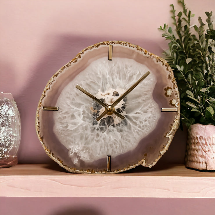 8-Inch Natural Agate Wall Clock