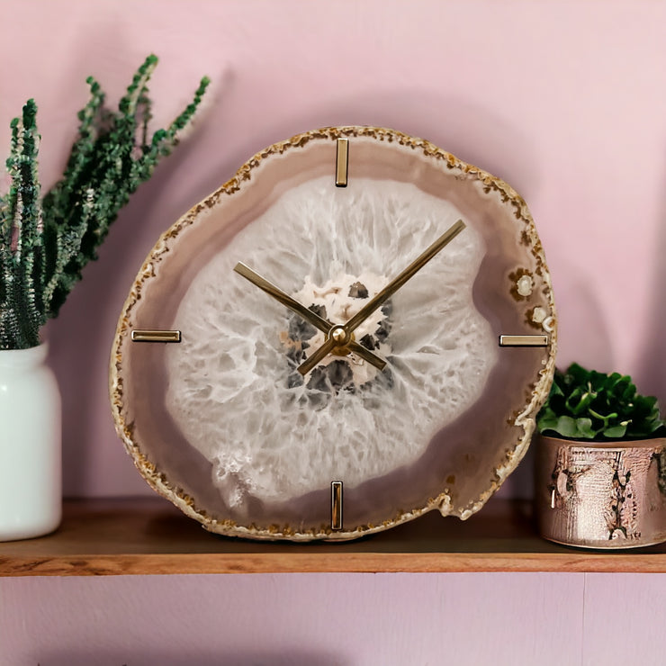 8-Inch Natural Agate Wall Clock