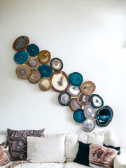 22-Piece Teal Umber Agate Dimensional Wall Art