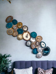 22-Piece Teal Umber Agate Dimensional Wall Art