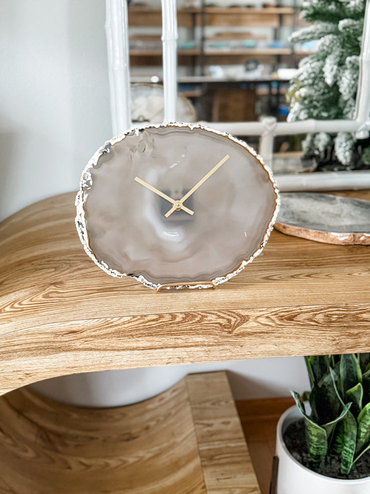 12.5-Inch Natural Agate Clock No. 1 (Ready to Ship)