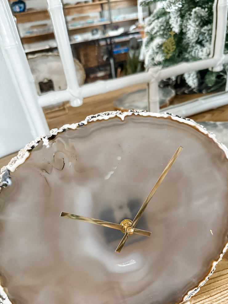 12.5-Inch Natural Agate Clock No. 1 (Ready to Ship)