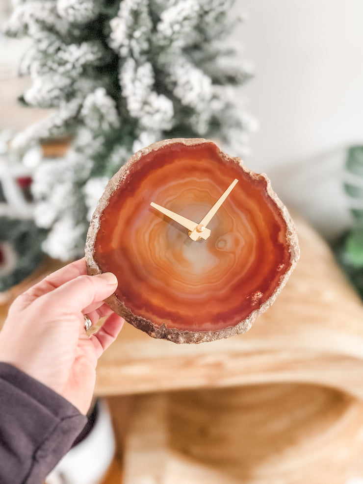 7-Inch Amber Agate Clock (Ready to Ship)