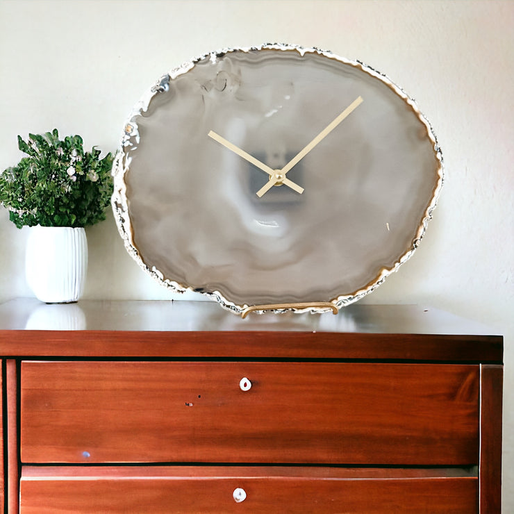 12.5-Inch Natural Agate Clock No. 1 (Ready to Ship)