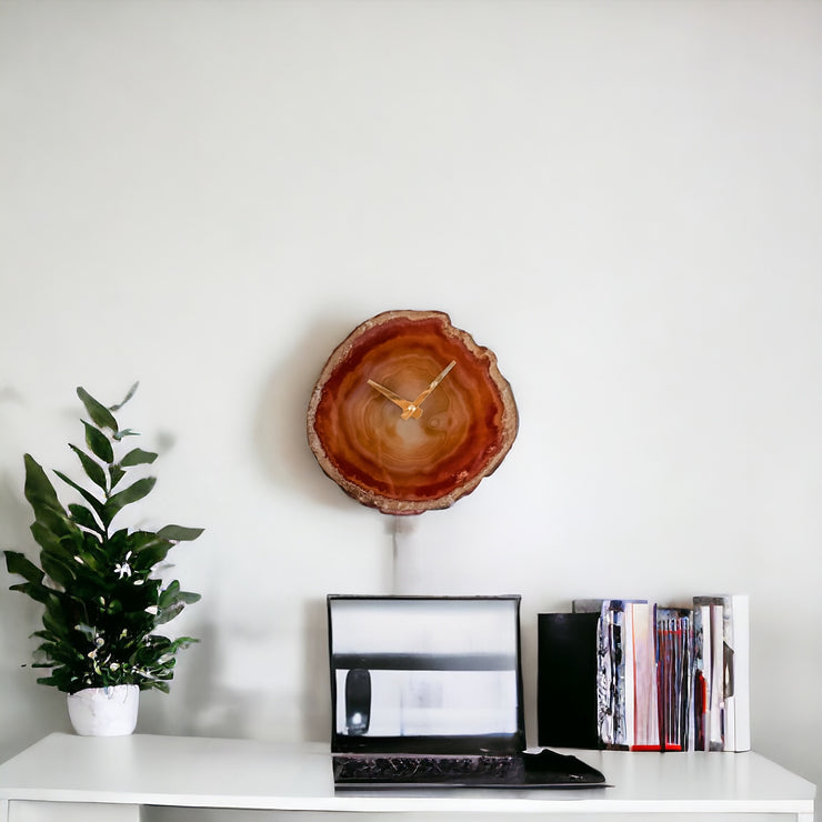 7-Inch Amber Agate Clock (Ready to Ship)