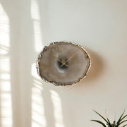 12.5-Inch Natural Agate Clock - Handcrafted Artisan Timepiece (Ready to Ship)