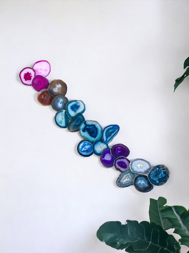 21-Piece Rainbow Agate Dimensional Wall Art