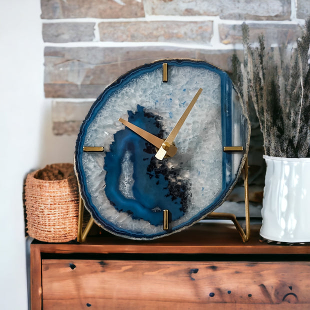 Blue Artisan Agate Clock (Choose Slice)