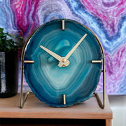 Teal/Aqua Agate Desk Clock - Mod North & Co.