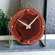 Amber Agate Desk Clock – Handcrafted Artisan Timepiece (Choose Slice)