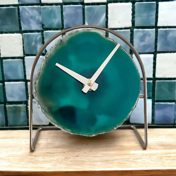 Green Artisan Agate Clock (Choose Slice)