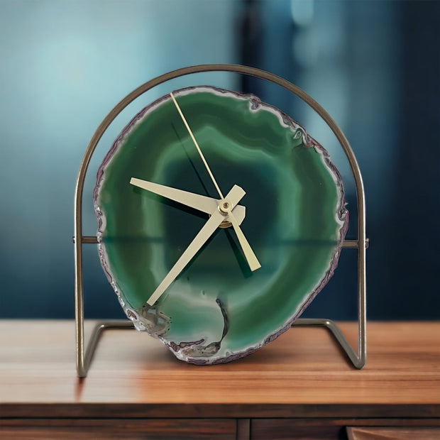 Green/Emerald/Mint Agate Desk Clock - Mod North & Co.