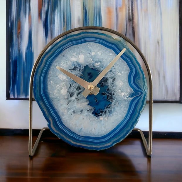 Blue Artisan Agate Clock (Choose Slice)