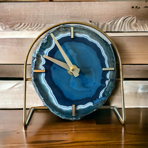 Blue Artisan Agate Clock (Choose Slice)