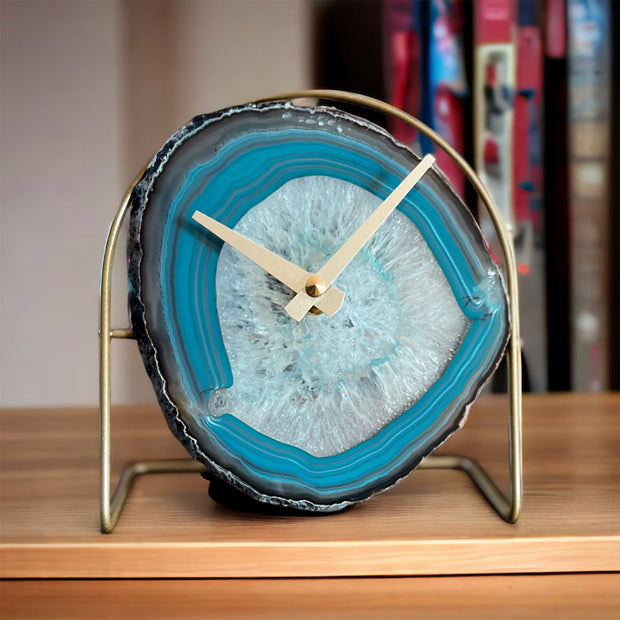 Teal/Aqua Agate Desk Clock - Mod North & Co.