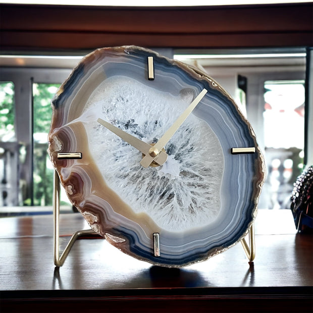 Gray/Charcoal Agate Desk Clock - Mod North & Co.