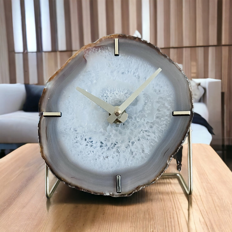 Gray/Charcoal Agate Desk Clock - Mod North & Co.