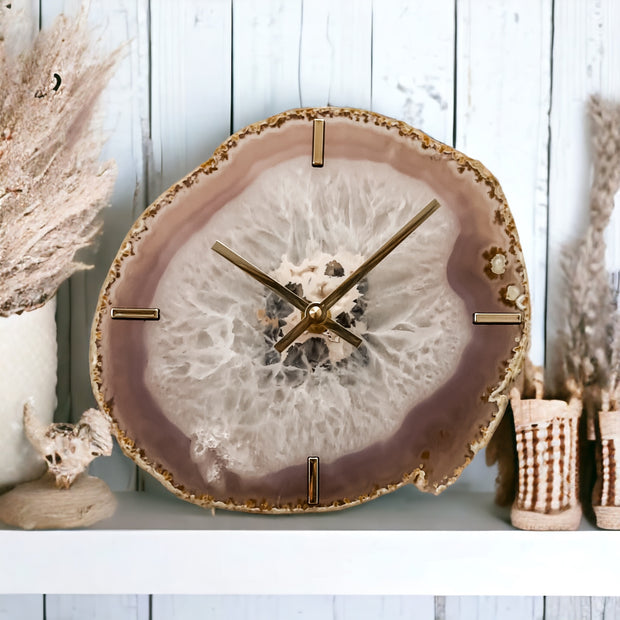 8-Inch Natural Agate Wall Clock