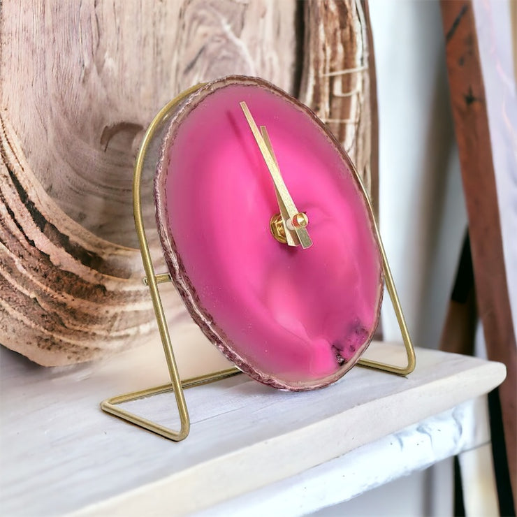 Pink Artisan Agate Clock (Choose Slice)