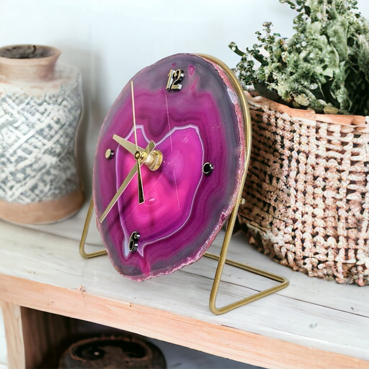 Pink Artisan Agate Clock (Choose Slice)