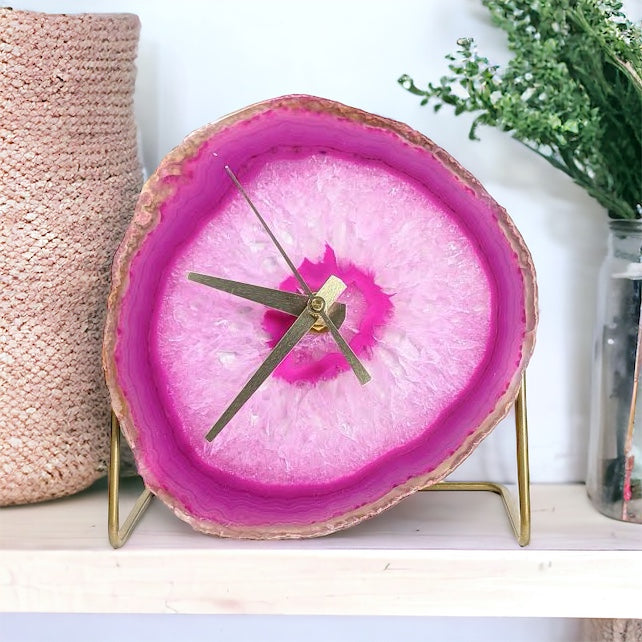 Pink Artisan Agate Clock (Choose Slice)