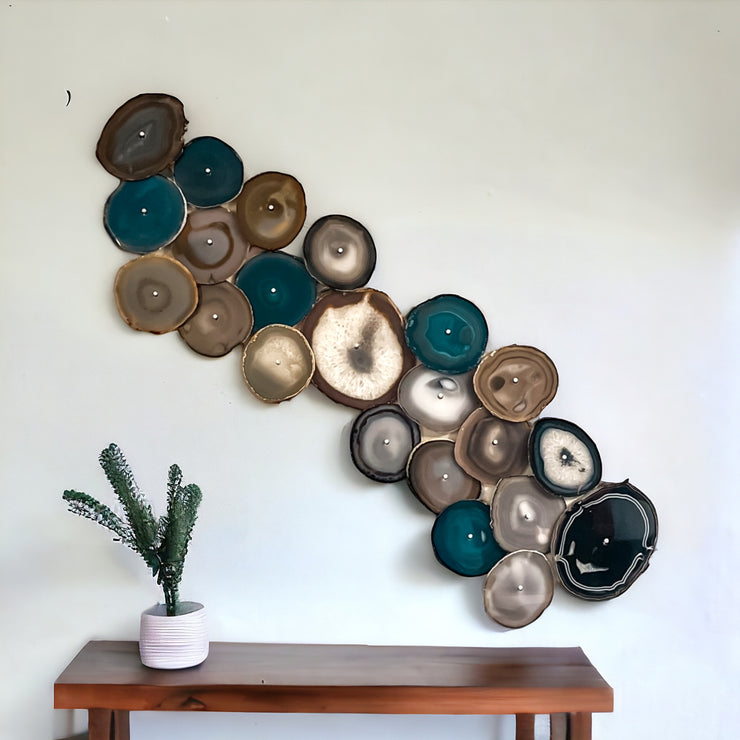 22-Piece Teal Umber Agate Dimensional Wall Art - Mod North & Co.