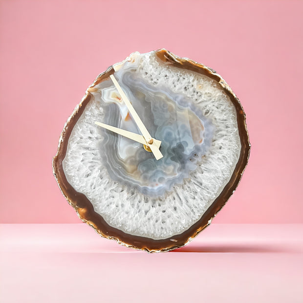 8-Inch Gray Agate Wall Clock