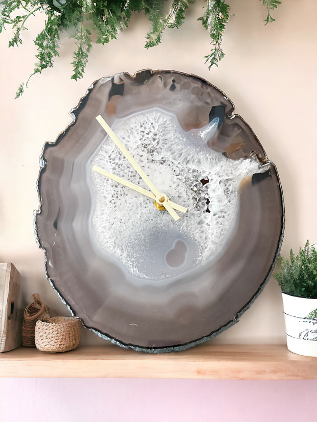 11.5-Inch Gray Agate Wall Clock