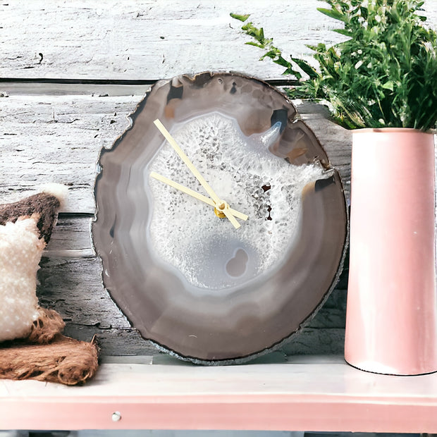 11.5-Inch Gray Agate Wall Clock