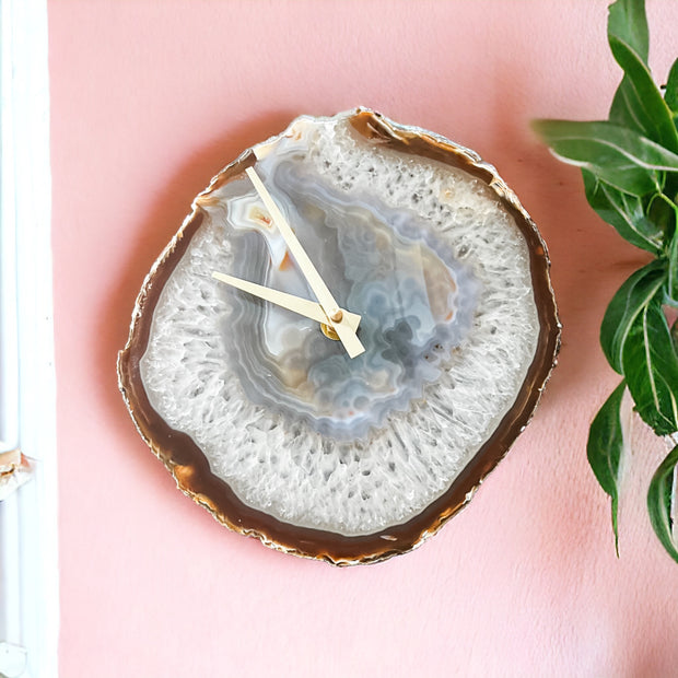 8-Inch Gray Agate Wall Clock