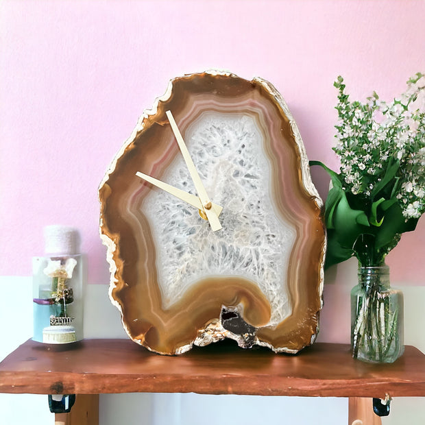 9-Inch Natural Agate Wall Clock