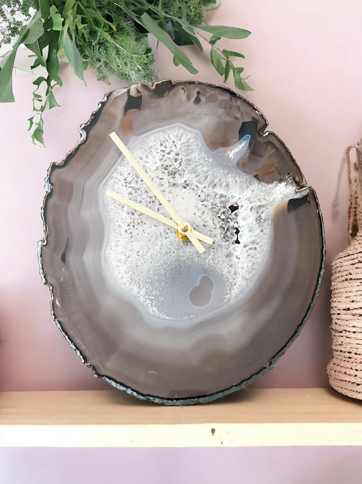 11.5-Inch Gray Agate Wall Clock