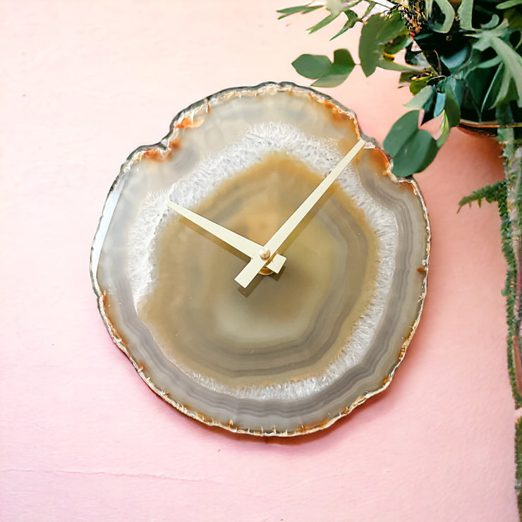 8-Inch Natural Agate Wall Clock