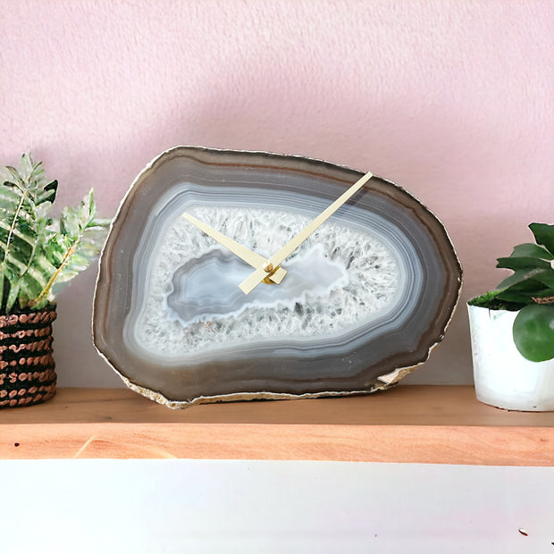 9-Inch Gray Agate Wall Clock